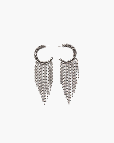 Shop Magda Butrym Hoop Earring With Crsytals In Silver