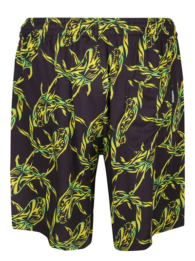 Msgm Shark Chain-print Bermuda Shorts In Black/green