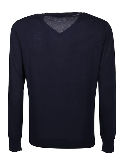 Shop Ballantyne V-neck Sweater Plain In Nero/navy