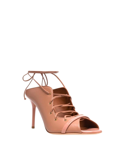 Shop Malone Souliers Sera 85 High Sandals W/laces On Ankle In Nude Nude