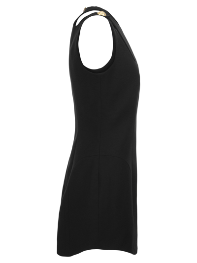 Shop Balmain Sleeveless Wool Short Dress In Black