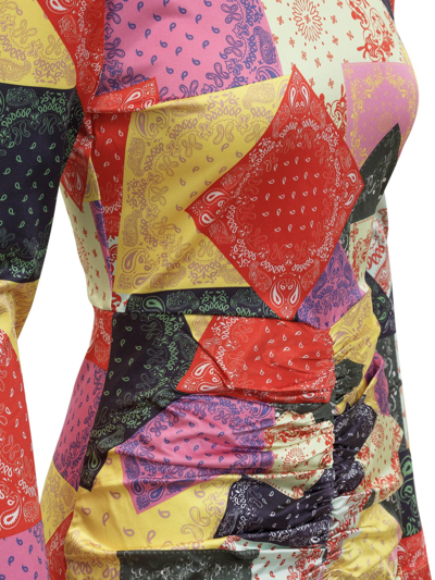 Shop Rotate Birger Christensen Allover Patterned High Neck Mini Dress In Multicolour
