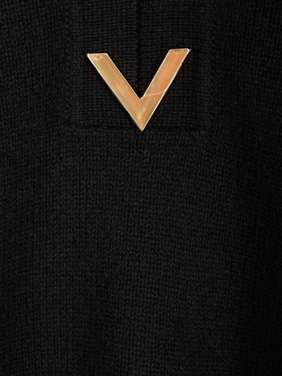 Shop Valentino Vgold Detailed V-neck Knit Jumper In No Nero