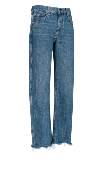 Shop Khaite Kerrie Raw Edge Straight Leg Jeans In Fargo