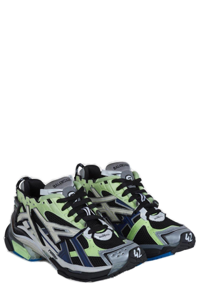 Shop Balenciaga Lace-up Runner Sneakers In Green Blue Grey Beige