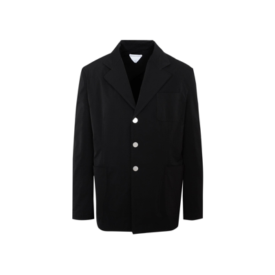 Shop Bottega Veneta Single Breasted Long Sleeved Blazer In Black