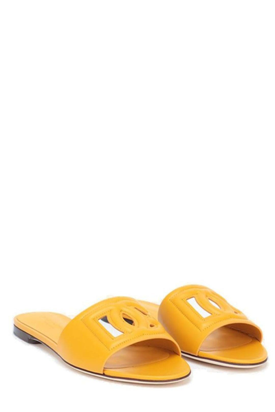 Dolce & Gabbana Women Rubber Beachwear Slides In Ocra