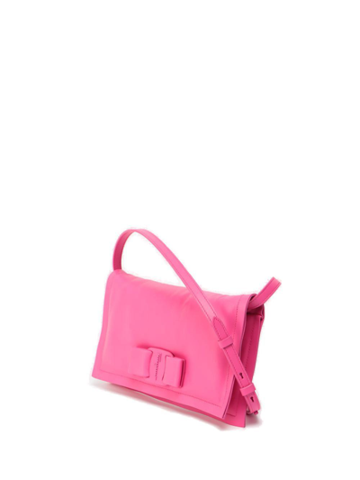 Shop Ferragamo Viva Bow Mini Crossbody Bag In Hot Pink