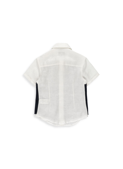 Shop Fay Linen Shirt In Bianco/blu
