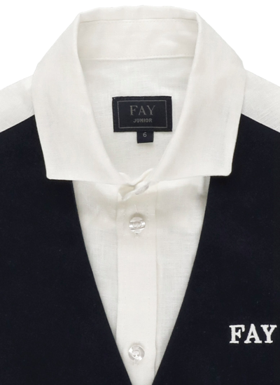 Shop Fay Linen Shirt In Bianco/blu