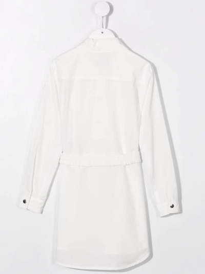 Shop Moncler Kids Shirt Dress In White Poplin With Belt In Bianco