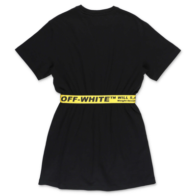 Shop Off-white Off White Abito Nero In Jersey Di Cotone