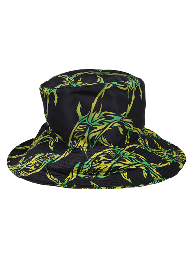 Shop Msgm Bucket Hat In Black/yellow/green