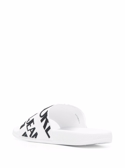 Shop Versace Jeans Couture Womens White Rubber Slide Sandals With Logo