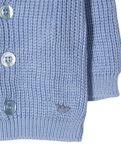 Shop Emporio Armani Kids Babys Light Blue Cotton Knitted Cardigan