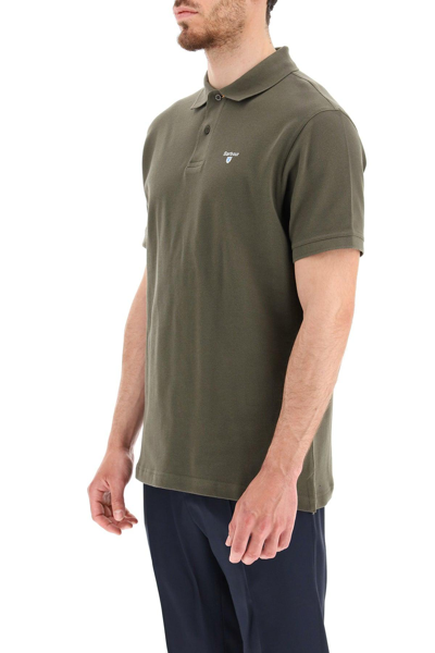 Shop Barbour Piquet Polo Shirt In Olive