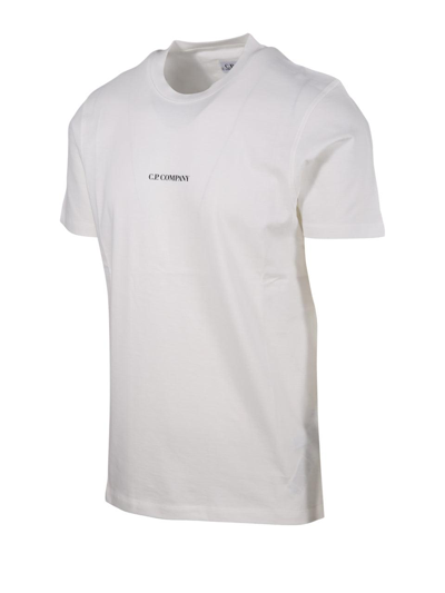 Shop C.p. Company Logo Printed Crewneck T-shirt In Gauze White