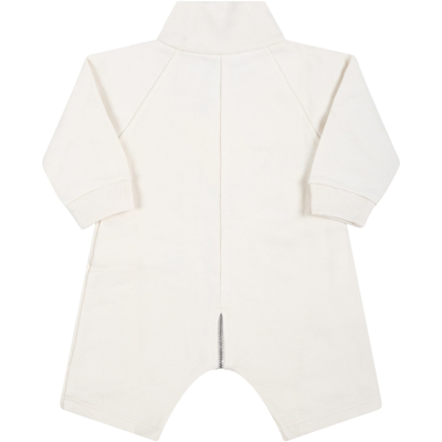Shop Gucci Ivory Jumpsuit For Baby Kids With Web Details