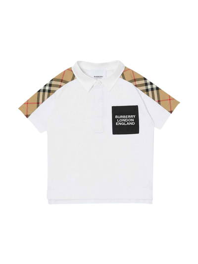 Shop Burberry White Polo Shirt