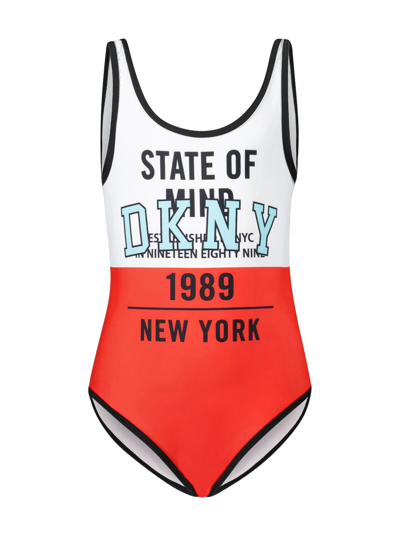 Shop Dkny Kids Swimsuit For Girls In Red