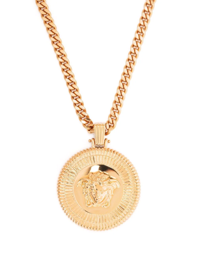 Shop Versace Medusa Biggie Necklace In Gold