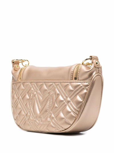 Love Moschino Logo Plaque Quilted Tote Bag In Gold