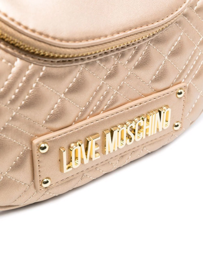 Love Moschino Logo Plaque Quilted Tote Bag In Gold