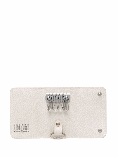 Maison Margiela Grained Leather Folding Keyring In Grey