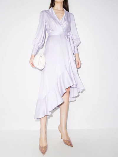 Shop Zimmermann Silk Wrapped Midi Dress In Violett