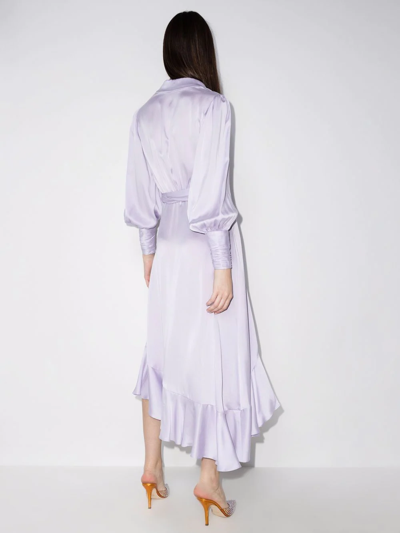 Shop Zimmermann Silk Wrapped Midi Dress In Violett