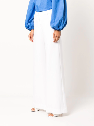 Shop L Agence Wide-leg High-waist Trousers In Weiss