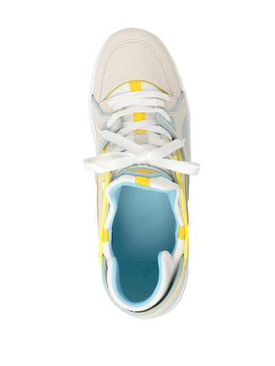 Just Don Colour-block Panelled Trainers In White