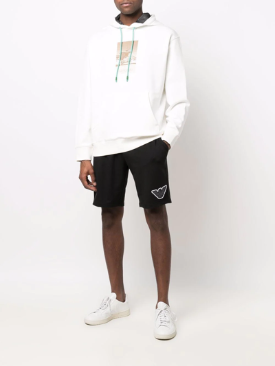 Shop Emporio Armani Beach Hut-print Hooded Sweatshirt In Weiss