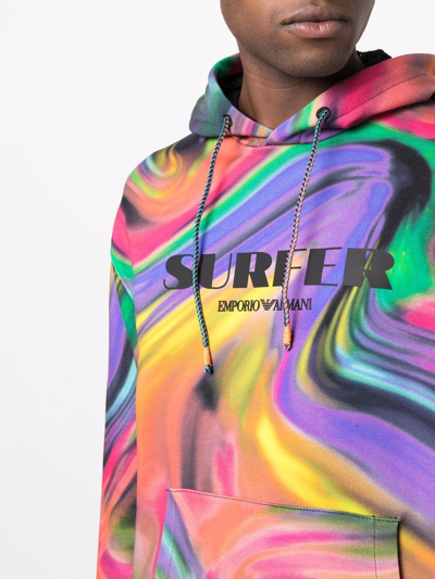 Shop Emporio Armani Surfer Marble-print Hooded Sweatshirt In Violett