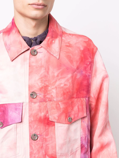 Shop Song For The Mute Colour-block Tie-dye Jacket In Rosa