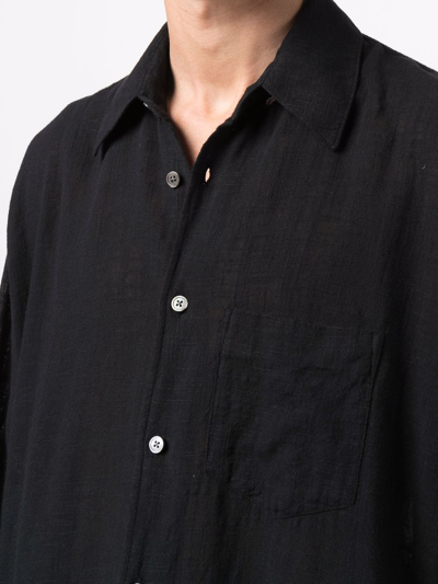 Our Legacy Classic Black Silk Shirt With Contrasting Button Closure In Black