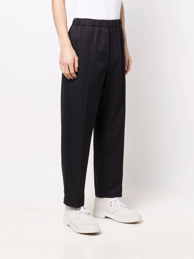 Shop Jil Sander Elasticated-waist Straight-leg Trousers In Blau