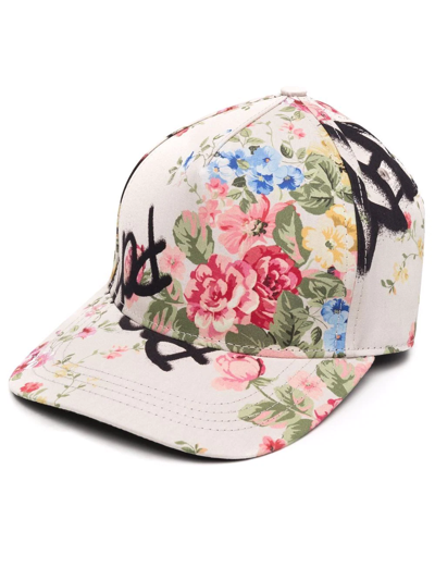 Dsquared2 Floral-print Cotton Cap In Multicolor | ModeSens