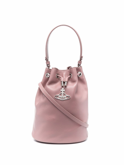 Shop Vivienne Westwood Carrie Leather Bucket Bag In Rosa