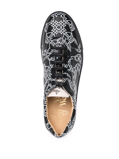 Shop Vivienne Westwood Orborama-print Low-top Sneakers In Schwarz