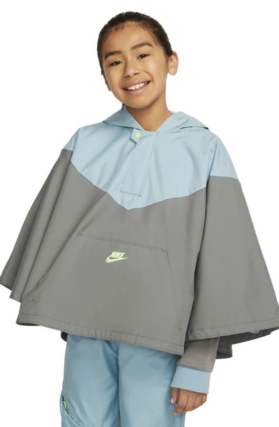 Nike Kids' Water Repellent Sports Pack Poncho Anorak In Worn Blue,smoke  Grey,lime Glow | ModeSens