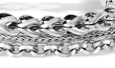 Shop John Hardy Asli Classic Chain Triple Row Bracelet In Silver