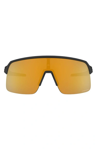 Shop Oakley Sutro Lite 139mm Prizm™ Semirimless Wrap Shield Sunglasses In Solid Black