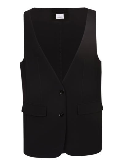 Shop Burberry Sleeveless Tailored Silk Jacket In Black