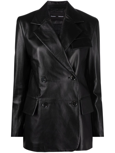 Shop Proenza Schouler Single-breasted Leather Blazer In Black