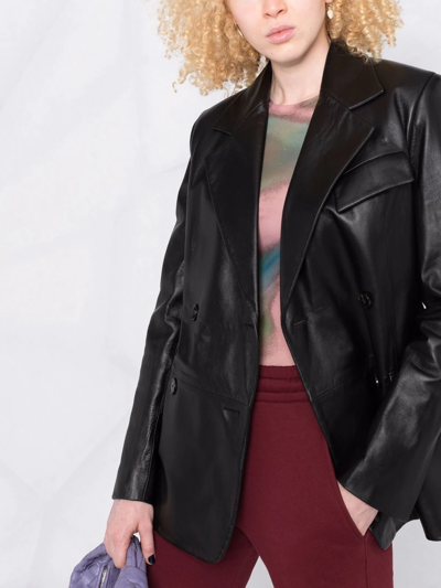 Shop Proenza Schouler Single-breasted Leather Blazer In Black