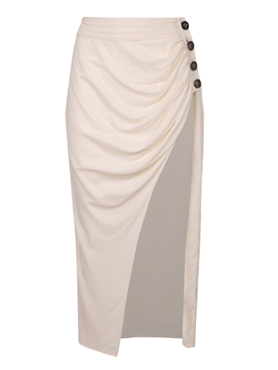 Shop Self-portrait Wrap Midi Skirt In White
