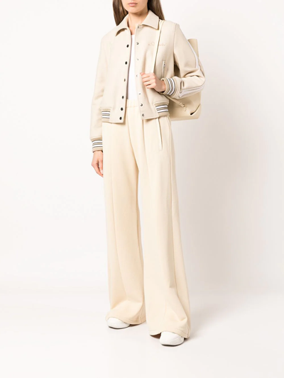 Shop Amiri Contrasting-cuff Bomber Jacket In Nude