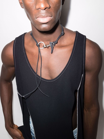 Ladon Leather Necklace In Nero