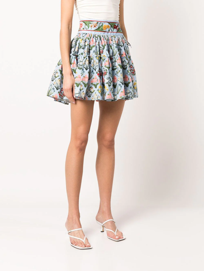 Shop Agua By Agua Bendita Floral-detail Skirt In Blau